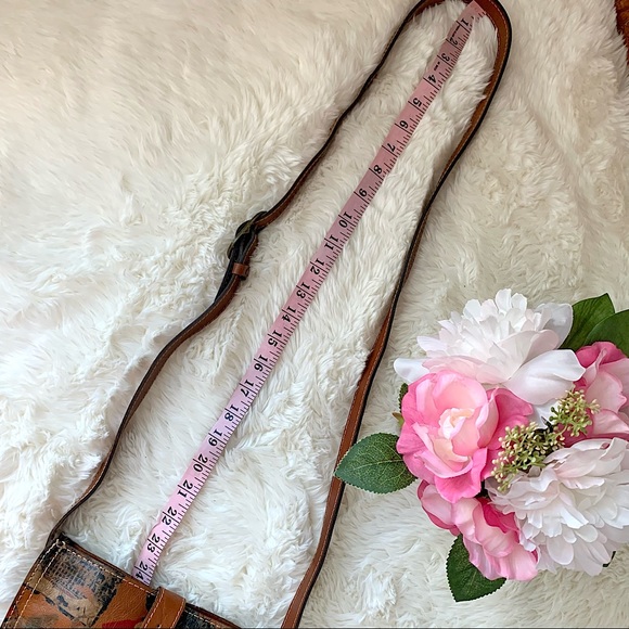 Patricia Nash Venezia Pouch Crossbody Leather Postcard Stamp Print Shoulder Bag - Picture 13 of 16